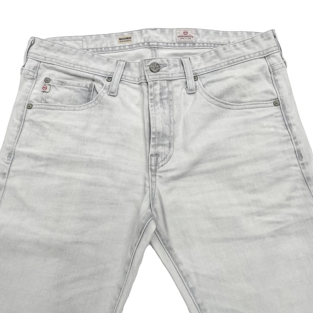 AG Adriano Goldschmied Matchbox Slim Straight Jeans - White Washed | 32 - Picture 3 of 11